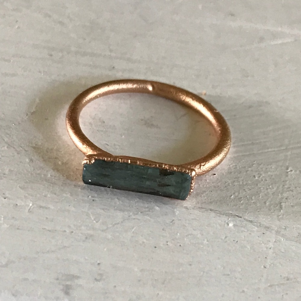 Rose Gold and Aquamarine Handmade Ring